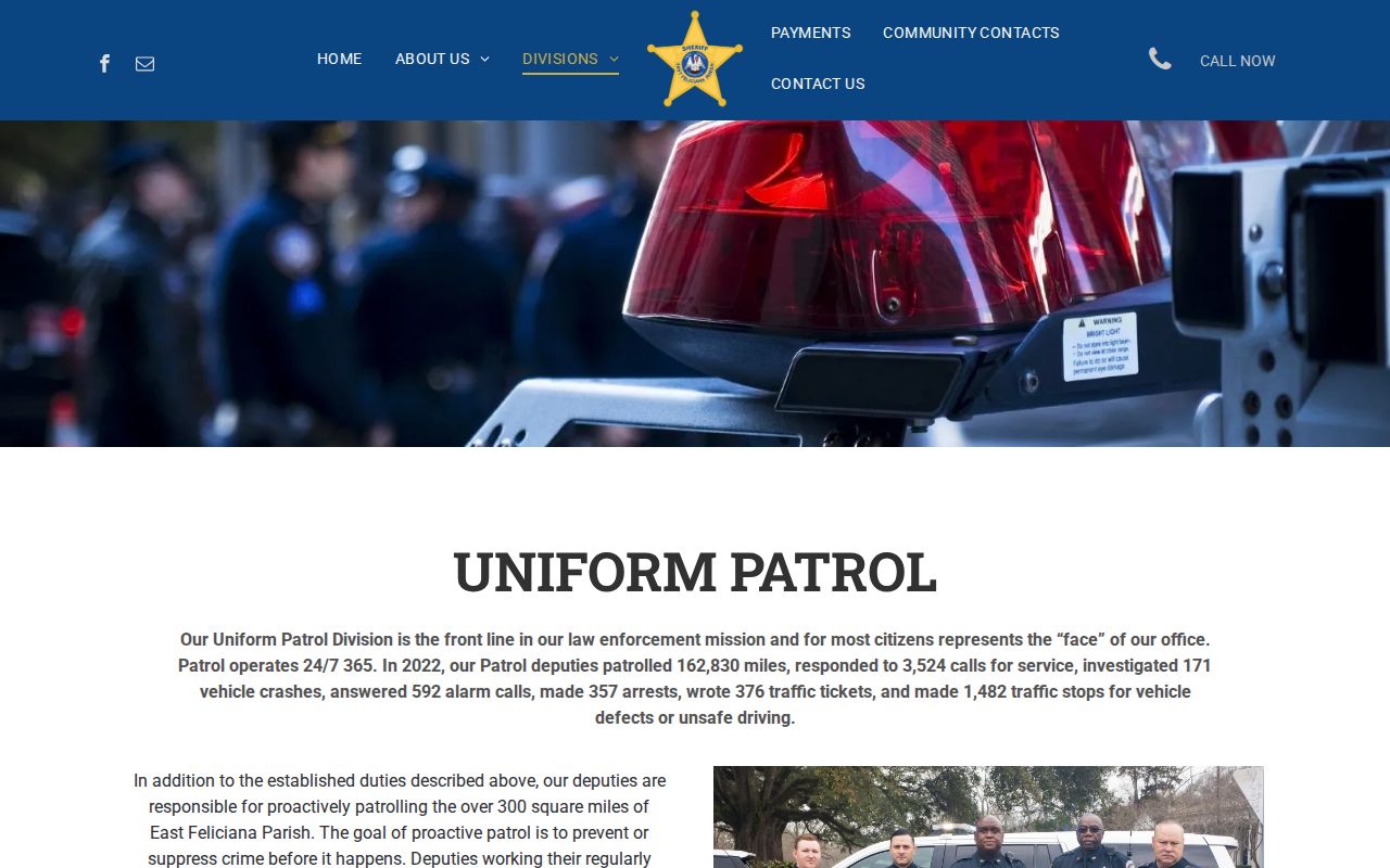 East Feliciana Parish patrol coverage page noted for warrant records context