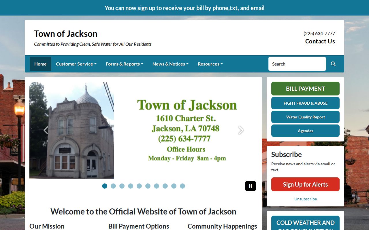 Jackson town website used for municipal contact routing on warrant records questions